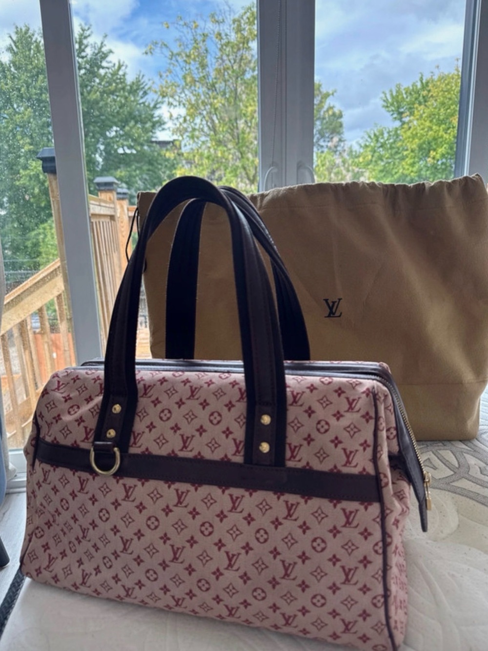 Louis Vuitton Pink and Brown Monogram Satchel
